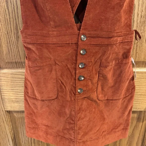 Free People Corduroy Old School Love Corduroy Jumper Skirt Dress. Size 8 - Picture 4 of 12